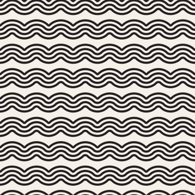 Sorunsuz dalgalı çizgi deseni. Yinelenen vektör doku. Şık çizgiler arka plan. Paralel dalgalar ile çağdaş grafik.