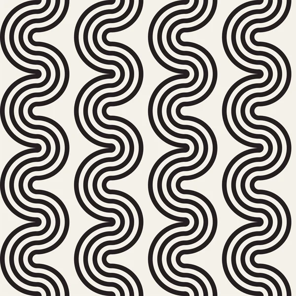 Seamless wavy lines pattern. Repeating vector texture. Stylish stripes background. Contemporary graphics with parallel waves. — Stock Vector