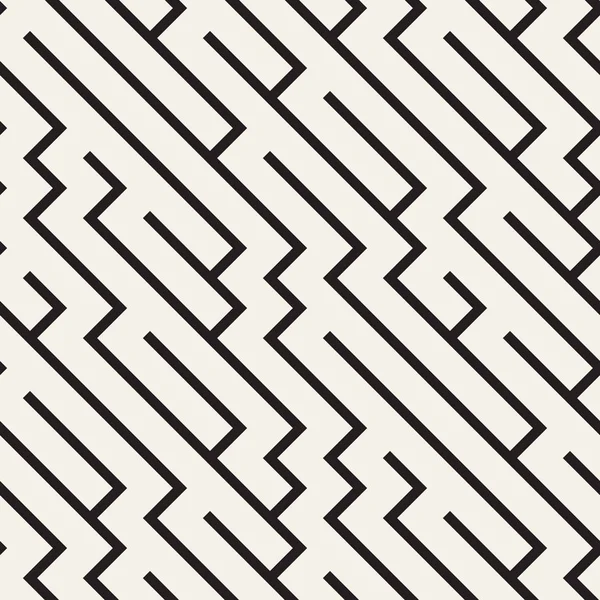 Formas irregulares de labirinto Tiling Design Gráfico Contemporâneo. Padrão preto e branco sem costura vetorial — Vetor de Stock