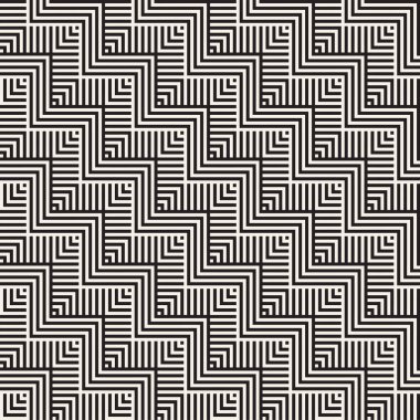 Soyut zikzak paralel çizgiler. Şık etnik süsleme. Vektör Seamless Modeli.