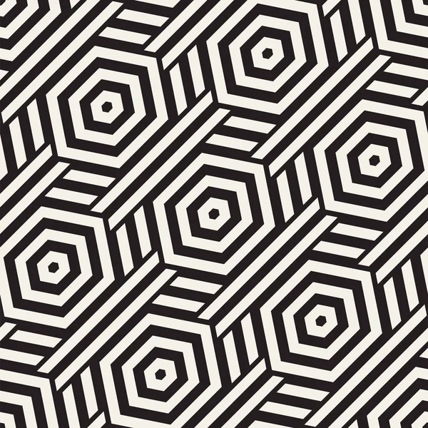 Patrón sin costura vectorial. Repeating Lattice Abstract Background. Rejilla lineal de elementos hexagonales rayados . — Archivo Imágenes Vectoriales