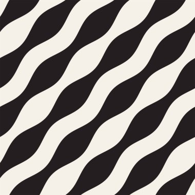Dalgalı çizgiler vektör seamless modeli. Retro dalgalı doku. Geometrik çizgiler tek renkli tasarım.