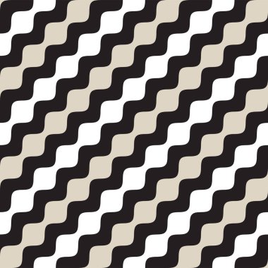 Vektör kesintisiz geometrik desen. Tek renkli dalgalı çizgiler. Zarif dalgalanma çizgili