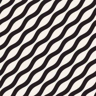 Dalgalı çizgiler vektör seamless modeli. Retro dalgalı doku. Geometrik çizgiler tek renkli tasarım.