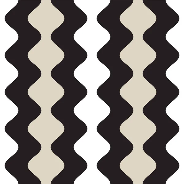 Vector Seamless Geometric Pattern. Monochrome Wavy Lines. Elegant Ripple Stripes — Stock Vector