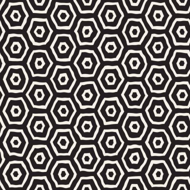 Altıgen kafes ile Seamless Modeli siyah beyaz. Petek arka plan yaratıcı tek renkli el çekilmiş.