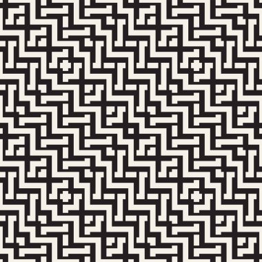 Satırları labirent kafes titreşim. Etnik tek renkli doku. Vektör sorunsuz siyah-beyaz desen