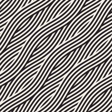 Dalgalı çizgilerle soyut geometrik desen. Titreşimli görüntüyü çizgili tasarım yuvarlanır. Sorunsuz vektör arka plan.