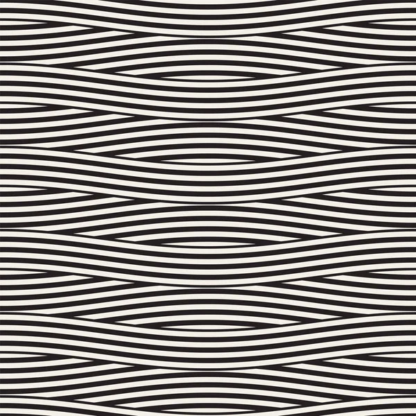 Patrón geométrico abstracto con líneas onduladas. Diseño de rayas redondeadas entrelazadas. Fondo de vector sin costura . — Vector de stock