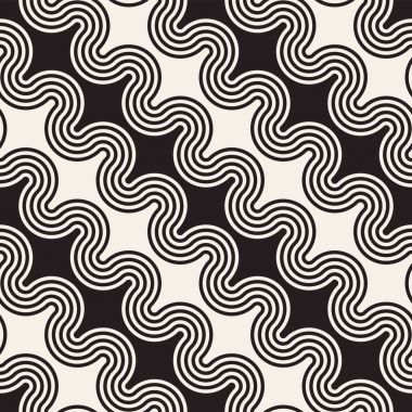 Sorunsuz dalgalı çizgi deseni. Yinelenen vektör doku. Şık çizgiler arka plan. Paralel dalgalar ile çağdaş grafik.