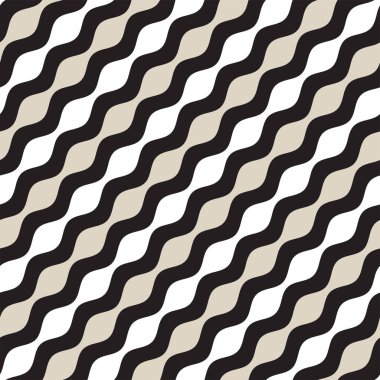 Vektör kesintisiz geometrik desen. Tek renkli dalgalı çizgiler. Zarif dalgalanma çizgili