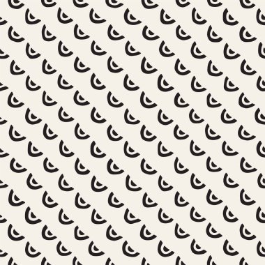 Kemerler ile siyah beyaz minimalist seamless modeli. Basit elle çizilmiş doku. Vektör arka plan yuvarlak Inky hatları ile