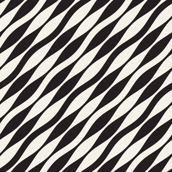 Vågiga ränder vektor sömlösa mönster. Retro vågig textur. Geometriska linjer monokrom design. — Stock vektor