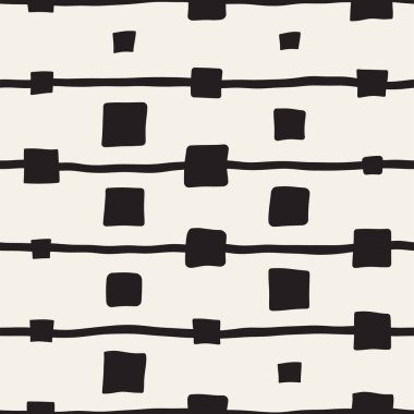 Vektör Seamless modeli. Fırça hatları ile arka plan. Tek renkli elle çizilmiş geometrik şekiller doku