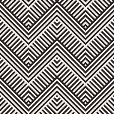 Soyut zikzak paralel çizgiler. Şık etnik süsleme. Vektör Seamless Modeli.