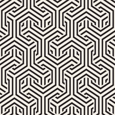 Vektör satırları desen titreşim sorunsuz. Altıgen kafes ile geometrik arka plan yinelenen.