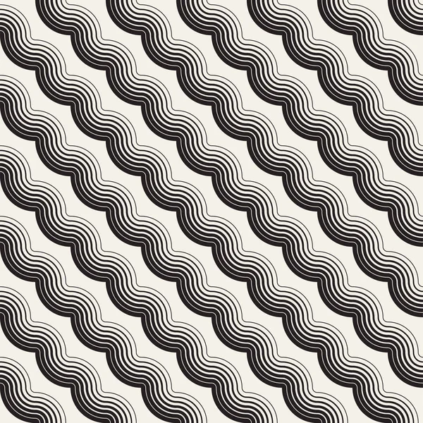 Patrón de líneas onduladas sin costuras. Repetir textura vectorial. Fondo de rayas con estilo. Gráficos contemporáneos con ondas paralelas . — Archivo Imágenes Vectoriales