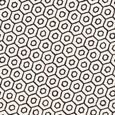 Altıgen kafes ile Seamless Modeli siyah beyaz. Petek arka plan yaratıcı tek renkli el çekilmiş.