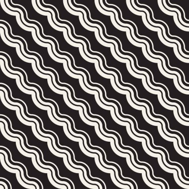 Sorunsuz dalgalı çizgi deseni. Yinelenen vektör doku. Şık çizgiler arka plan. Paralel dalgalar ile çağdaş grafik.