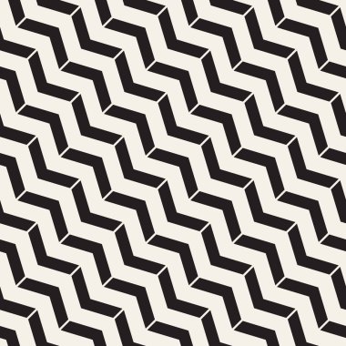 Sorunsuz vektör desen. Soyut geometrik kafes arka plan. Ritmik zikzak yapısı. Chevron çizgilerle tek renkli doku.