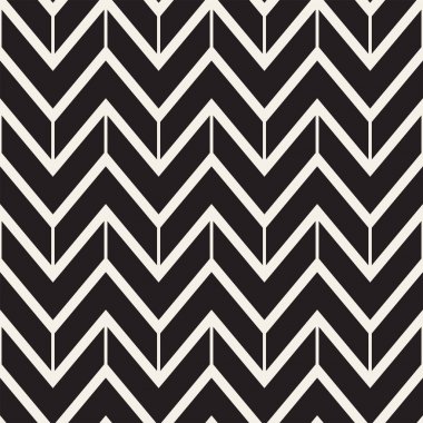 Sorunsuz vektör desen. Soyut geometrik kafes arka plan. Ritmik zikzak yapısı. Chevron çizgilerle tek renkli doku.