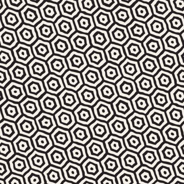 Altıgen kafes ile Seamless Modeli siyah beyaz. Petek arka plan yaratıcı tek renkli el çekilmiş.