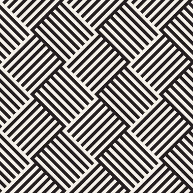 Şık çizgiler labirent kafes. Etnik tek renkli doku. Geometrik arka plan. Vektör sorunsuz siyah-beyaz desen.