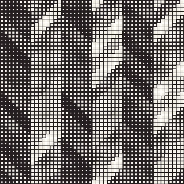 Modèle géométrique irrégulier sans couture. Résumé Arrière-plan demi-teinte noir et blanc. Rectangles vectorielles chaotiques Texture Zigzag — Image vectorielle