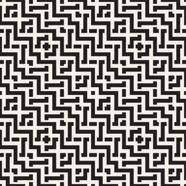 Satırları labirent kafes titreşim. Etnik tek renkli doku. Vektör sorunsuz siyah-beyaz desen