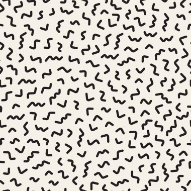 Geometrik çizgi şekilleri dağınık. Arka plan tasarım. Vektör sorunsuz siyah-beyaz desen.