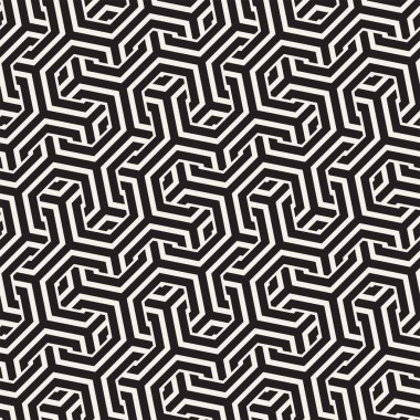 Vektör satırları desen titreşim sorunsuz. Altıgen kafes ile geometrik arka plan yinelenen.