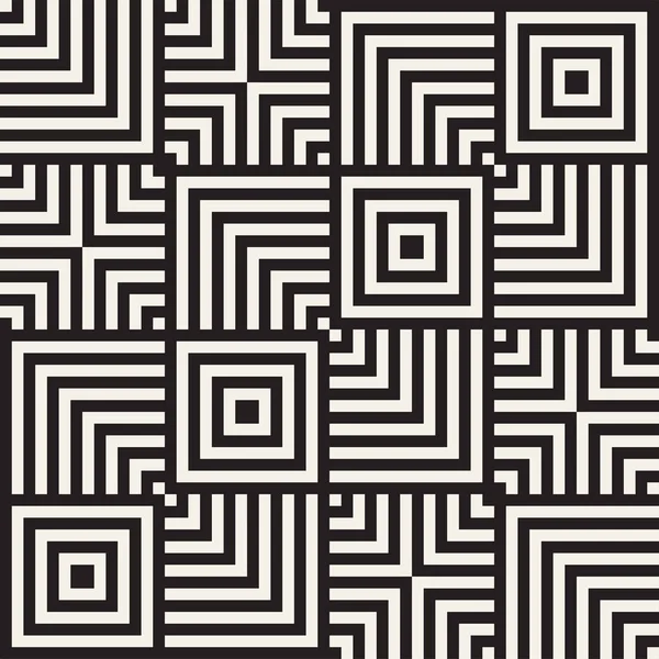 Stijlvolle lijnen doolhof Lattice. Etnische zwart-wit patroon. Abstracte geometrische achtergrond. Vector naadloze Black and White Pattern. — Stockvector