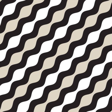 Vektör kesintisiz geometrik desen. Tek renkli dalgalı çizgiler. Zarif dalgalanma çizgili