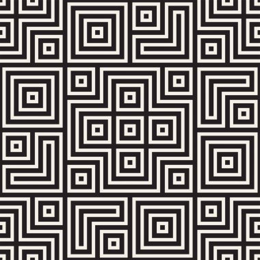 Simetrik çizgileri kafes ile geometrik etnik köken. Vektör soyut Seamless Modeli.