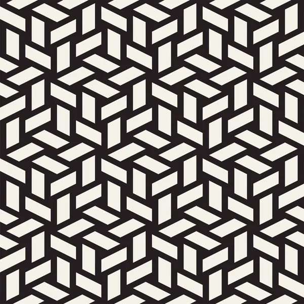Cuadrícula cúbica de baldosas infinita textura elegante. Resumen Diseño geométrico de fondo. Patrón blanco y negro sin costura vectorial . — Vector de stock