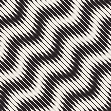 Dalgalı çizgiler vektör seamless modeli. Retro dalgalı oyma doku. Geometrik zikzak çizgiler tasarım.