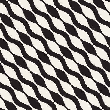 Dalgalı çizgiler vektör seamless modeli. Retro dalgalı doku. Geometrik çizgiler tek renkli tasarım.