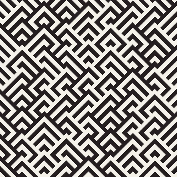 Linhas de emaranhado labirinto Gráfico contemporâneo. Padrão preto e branco sem costura vetorial . — Vetor de Stock