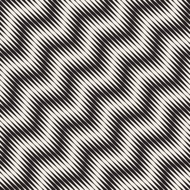 Dalgalı çizgiler vektör seamless modeli. Retro dalgalı oyma doku. Geometrik zikzak çizgiler tasarım.