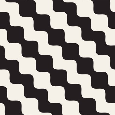 Dalgalı çizgiler vektör seamless modeli. Retro soyut dalgalı doku. Geometrik çizgiler tek renkli tasarım.