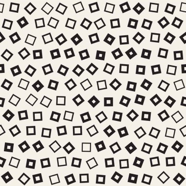 Modaya uygun doku dağınık geometrik şekiller ile. Memphis tasarım tarafından ilham verdi. Tek renkli arka plan. Vektör Seamless Modeli.