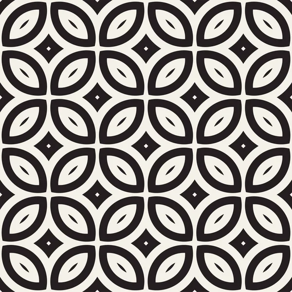 Vektör sorunsuz siyah ve beyaz geometrik yuvarlak hatları desen. Geometrik arka plan tasarlamak