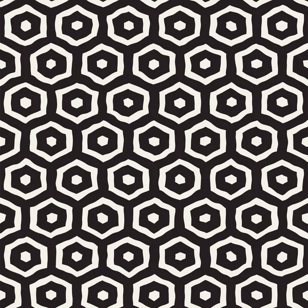 Modèle Noir Blanc Sans Couture Avec Treillis Hexagonal Fond Créatif — Image vectorielle