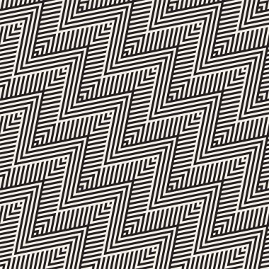 Soyut zikzak paralel çizgiler. Şık etnik süsleme. Vektör Seamless modeli. Yinelenen tek renkli arka plan