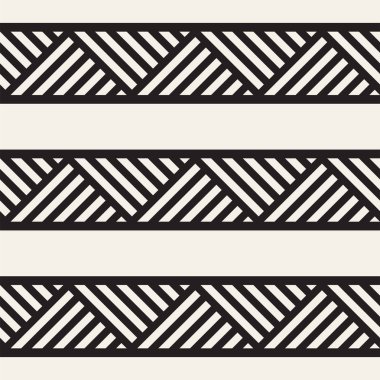 Şık çizgiler labirent kafes. Etnik tek renkli doku. Geometrik arka plan tasarlamak. Vektör sorunsuz siyah-beyaz desen