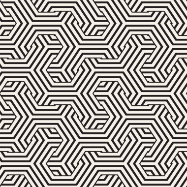 Vektör satırları desen titreşim sorunsuz. Modern şık doku. Altıgen kafes ile geometrik arka plan yinelenen.