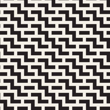 Çağdaş grafik fayans düzensiz labirent şekiller. Geometrik arka plan tasarlamak. Vektör sorunsuz siyah-beyaz desen.