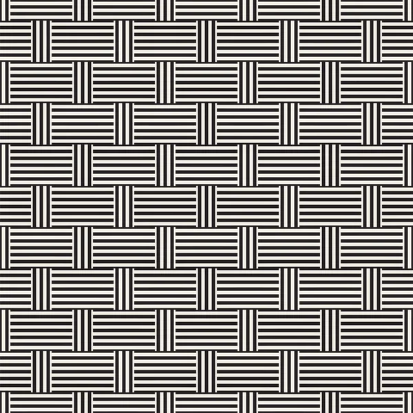 Abstrakte Geometrische Muster Mit Streifen Gitter Nahtloser Vektorhintergrund Monochrom Stilvolle — Stockvektor