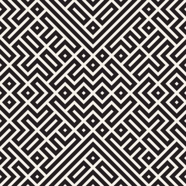 Simetrik çizgileri kafes ile geometrik etnik köken. Şık tek renkli doku. Vektör soyut Seamless Modeli.