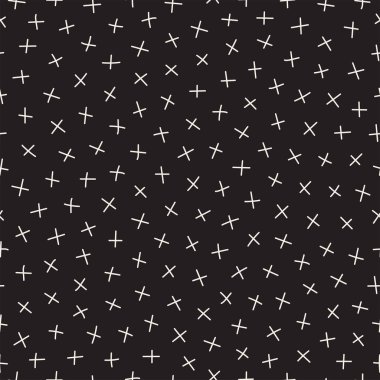 Geometrik çizgi şekilleri dağınık. Modern arka plan tasarımı. Vektör sorunsuz siyah-beyaz desen.